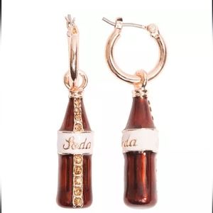Napier Junk Food Rose Gold Tone Soda Bottle Hoop Earrings